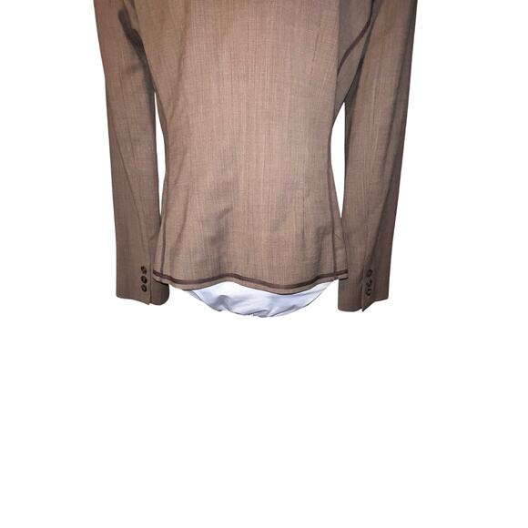 Anne Klein size 8P Wool Blend Micro Chevron Pocket 2 Button Lined Padded Blazer - Picture 3 of 12